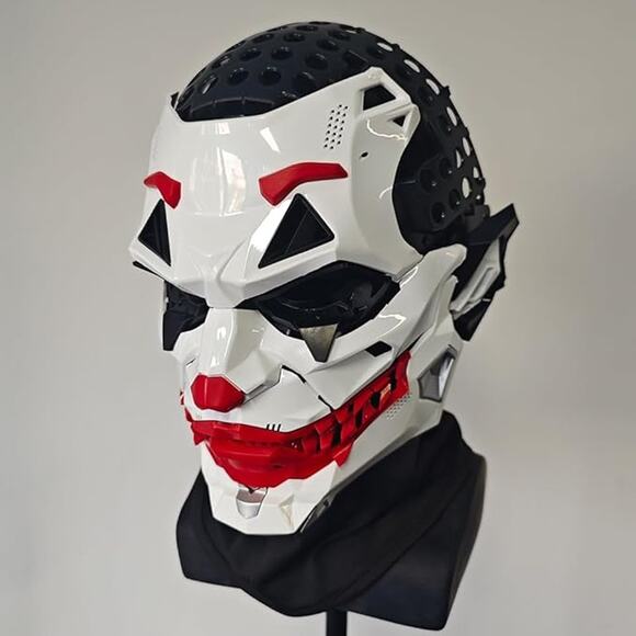 Futuristic Clown Mask Adult White Red Cosplay Halloween Costume Accessory - Picture 6 of 6